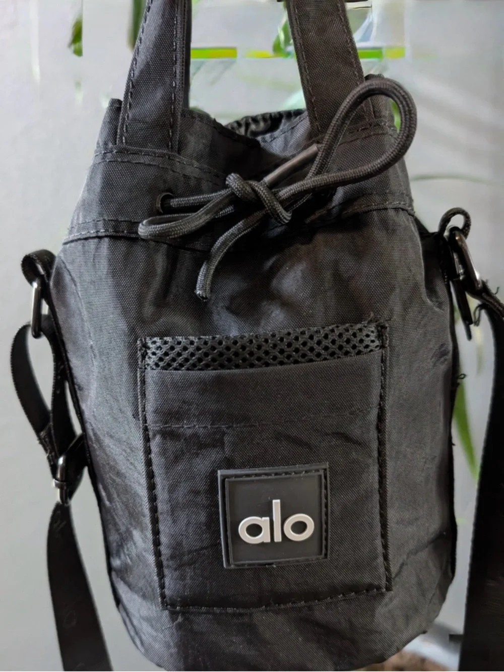 ALO Yoga Black Crossbody Drawstring Bucket Bag